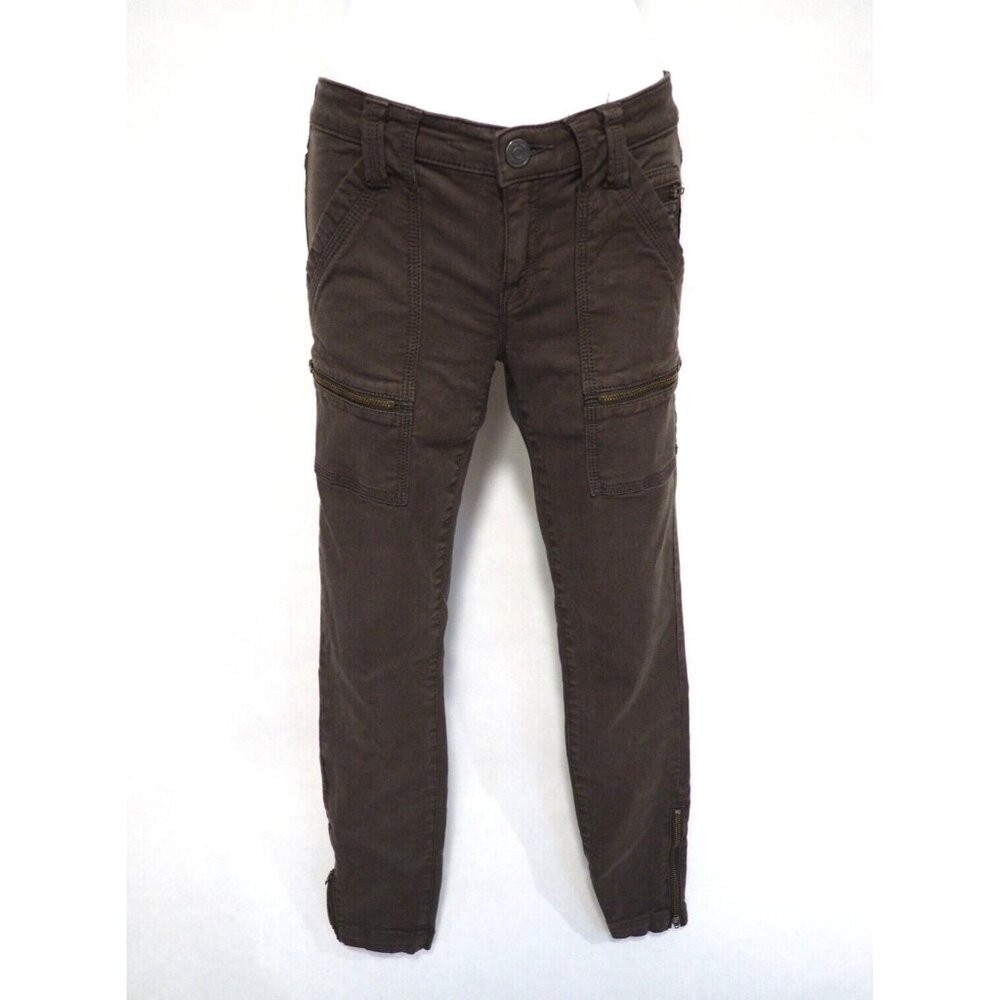 Joie Green "Park Skinny" Jeans W/ Zipper Cargo Pockets, Size 26